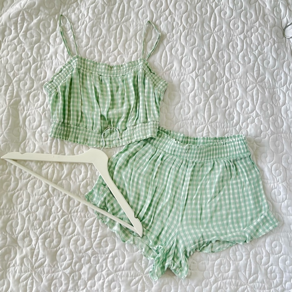 Hippie Rose Mint Gingham Set